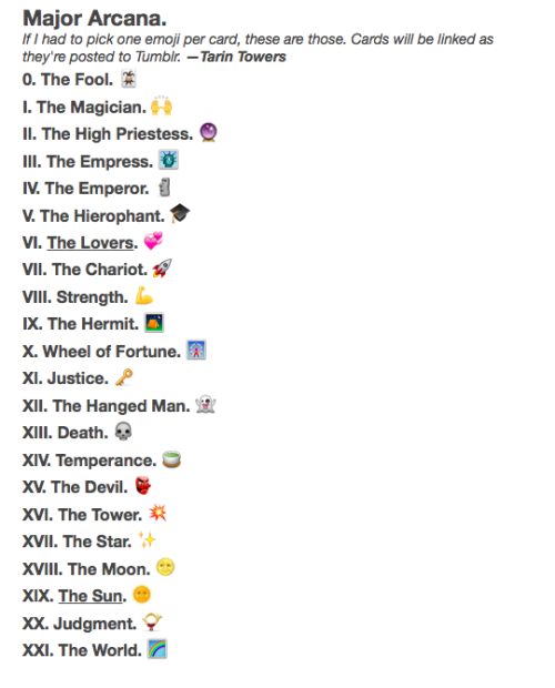 Tarot of the Emoji — I made a new page for you, listing all the Major...