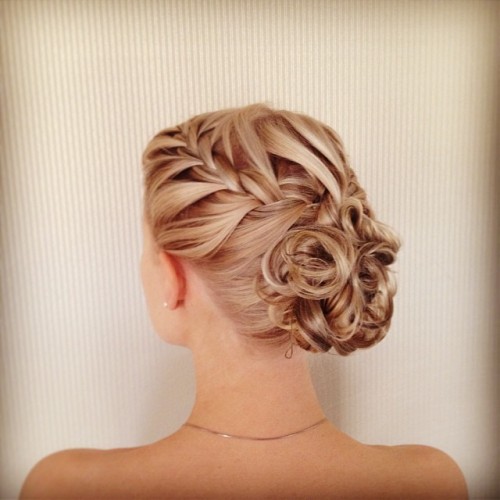 An updo from last night, two french braids into a swirly bun. #hair #hairstyle #blond #blonde #highl