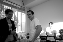 wmagazine:  Michael Shannon and Jake Gyllenhaal take a break on set.  Photograph by Georg Rulffes. 