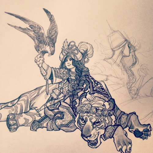 caitlynkurilich:Graphite work-in-progress shots for The Princess &amp; The Palace Guard, as part