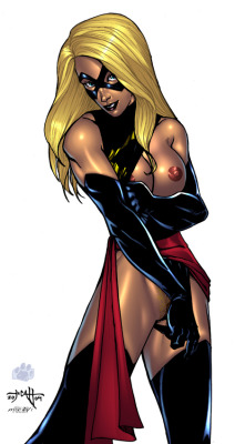 superheropinups:  Not Safe for Work Wednesday Ms. Marvel - Miravi &amp; Tcatt