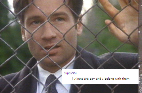 whatdoesfoxmuldersay: Fox Mulder + tumblr textposts about aliens (mostly)