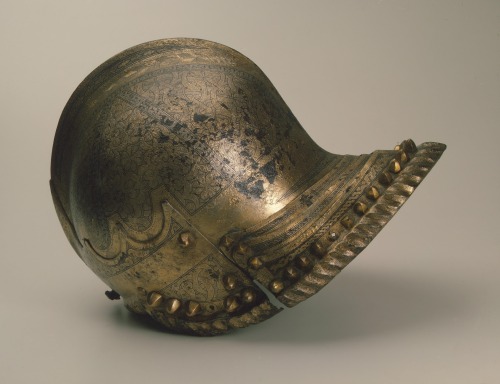 An astoundingly lavish Sallet decorated with etching, gilding, and silver niello, Milan or Venice, I