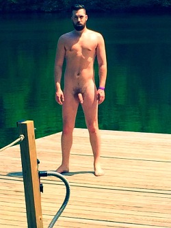 beardandcock:  Naked on the lake - BeardAndCock