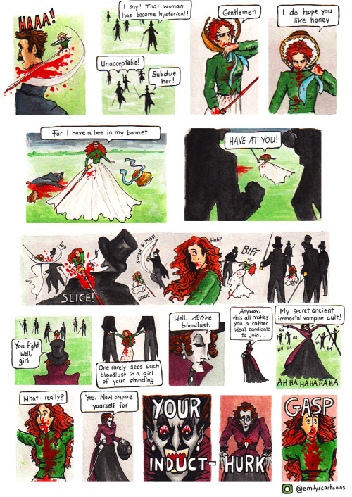 emilyscartoons:emilyscartoons:emilyscartoons:Bloodlust & Bonnets - watercolour & pen, edited