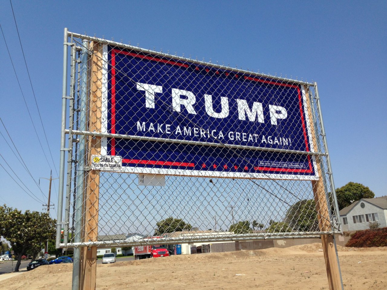   Some paranoid person here in Santa Maria, CA built a fence around their own Trump