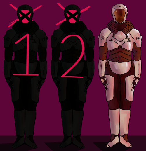 octopodian:fanart for three cuz today is 3/3[ID: a drawing of three figures standing at attention. t