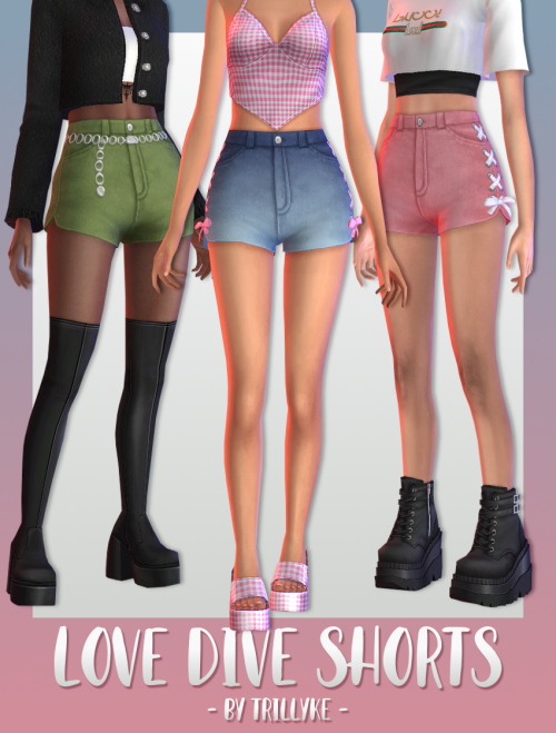 trillyke:Love Dive ShortsA pair of exxtra cute high-waisted denim shorts!! The lace-up detail is act