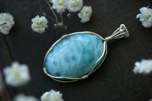 Sterling silver pendants handmade by me.Rainbow moonstone, agatized fossil coral, larimar.Available 