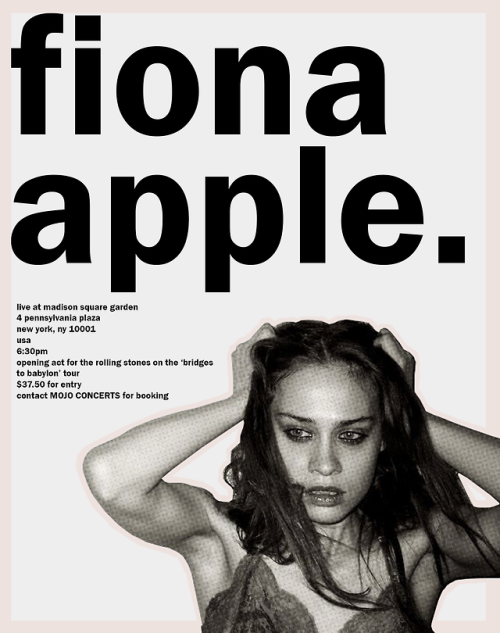 soulworthkeeping: two redesigned posters for various fiona apple shows © me