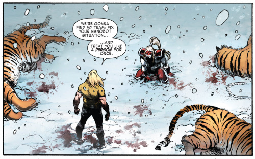 sabre-tooth:

“We’re gonna find my team, fix your nanobot situation… and treat you like a person for once.”Weapon X (2018) #18 #sabretooth#victor creed#omega red#arkady rossovich
