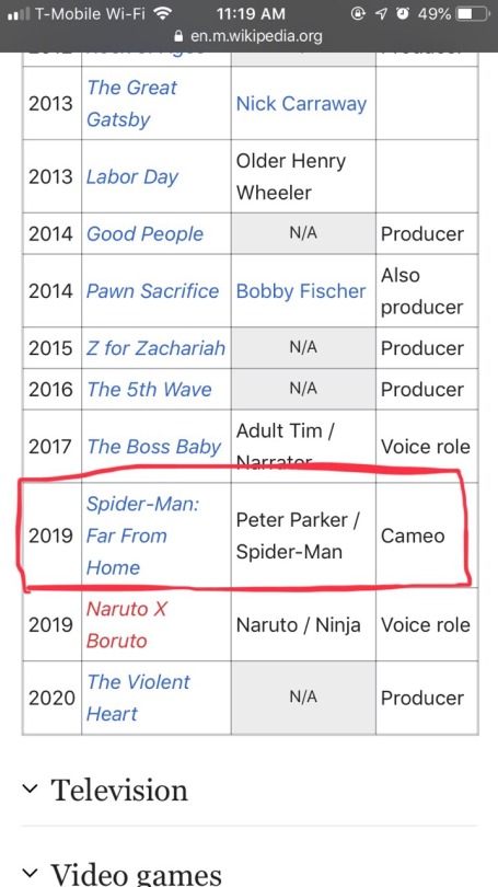 mystrothedefender: ironfamjam:  thestarsintheknight:    TOBEY MAGUIRE IS MAKING A CAMEO. I REPEAT:  TOBEY MAGUIRE IS MAKING A CAMEO IN FAR FROM HOME !!!!!  mULtiVeRSe???    He better be uncle Ben.