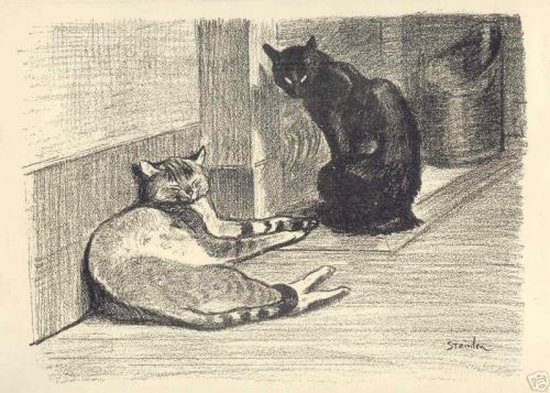 theophile-steinlen:Two cats, Theophile Steinlen