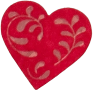 sticker of a dark pink heart with lighter pink swirls throughout.