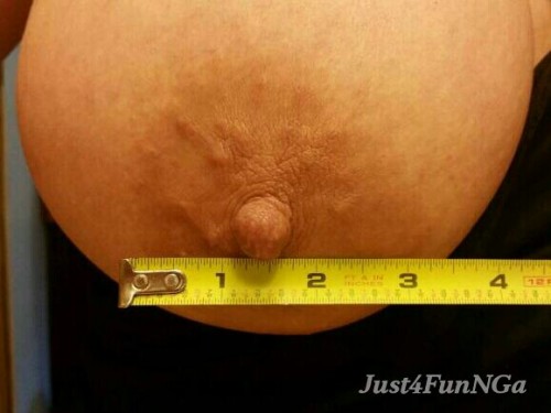 babestoday:  just4fun1975:  We’ve seen a few ladies on Tumblr measuring the diameter of their large areolae. She thought She would see if She measures up. What do you guys and gals think, does She?   Happy Hump Day y’all, how about a #humpdaychallenge