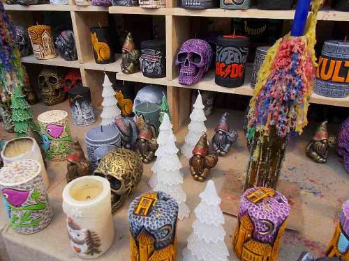 Various cast &amp; painted candles that can be used as a home decorations.