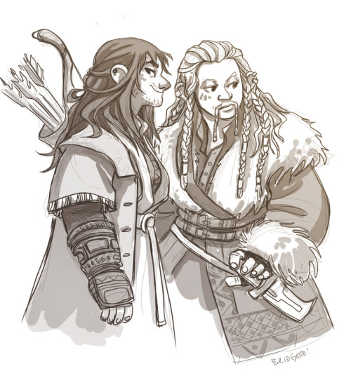 bridgioto:Last quick Hobbit sketch before I catch the bus to Portland tomorrow - genderbent Fili and