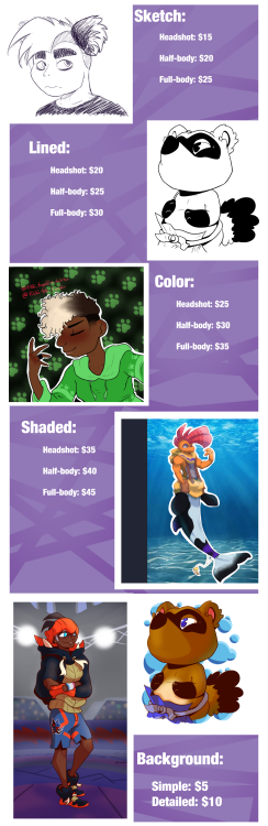 Hey everyone! I recently redid my commission post to adjust prices and also just to get something ne