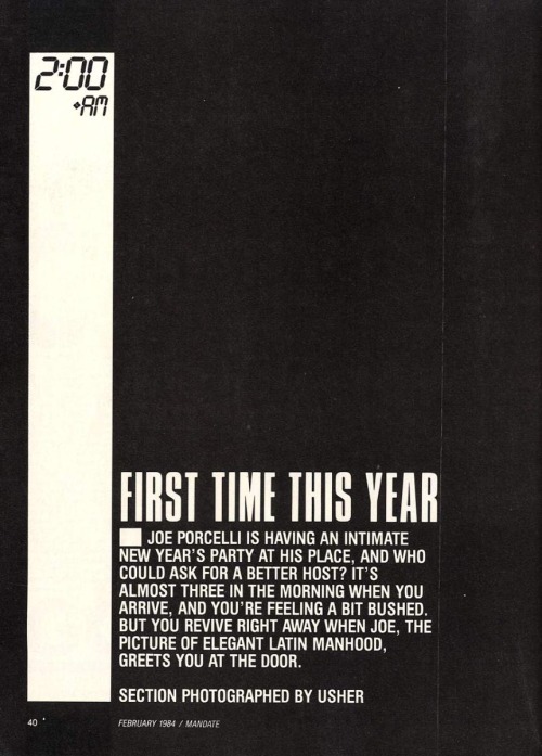 From MANDATE (Feb 1984) Photo series called &ldquo;First Time This Year&rdquo;