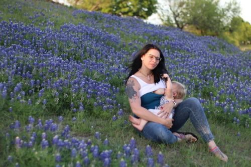 puppyandbebop:Breastfeeding in the bluebonnets <3One year of nursing my baby bean