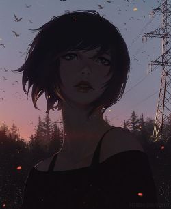 guweiz:  Fireflies 🔥🔥  #sunset #digitalpainting #fireflies #girl 