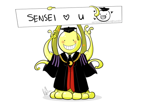 seriouslynotpaul:Just remember what sensei teach you and believe you can do it!For those who need loves from a certain mach-20 tako-teacher and are having tests. Korosensei wants you to take care! 