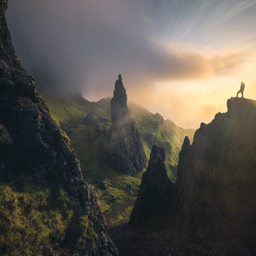 coiour-my-world:Foggy morning at the Old man of Storr, Scotland || marcograssiphotography