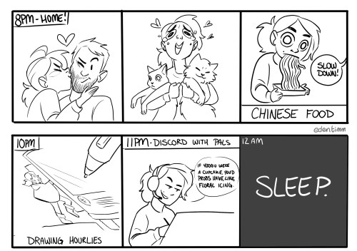 edentimm: My first hourlies ever!! I cheated a bit &amp; took notes throughout the day and drew 