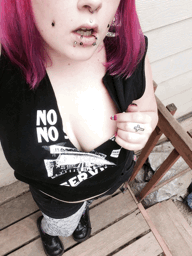 satanicdoki:  Bored little nipple flash. porn pictures