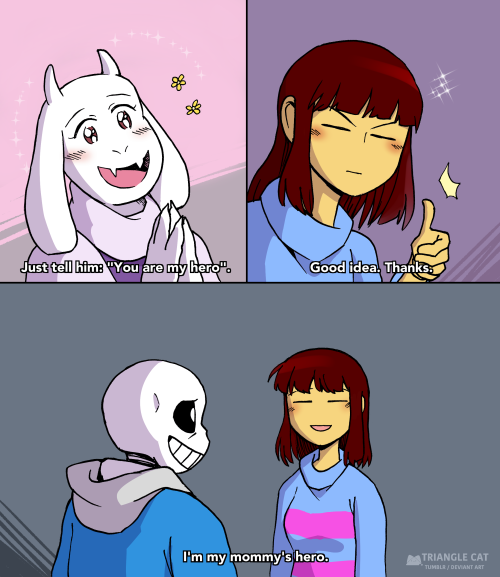 the-triangle-cat: (Frisk sure knows how to flirt, it’s just done in a meme style this time.)Th