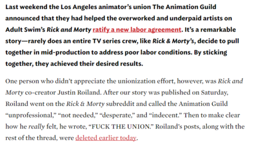 gudakotothepolls:  lmfao roiland got caught not giving his animators proper payment nor benefits and threw a fucking fit but hey yall pickle rick or some shit 