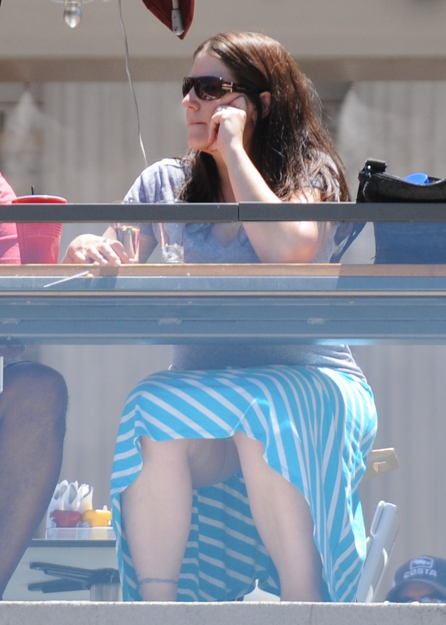 Looks like she was wearing stockings.