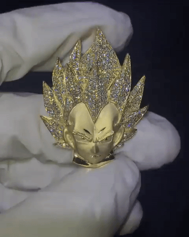 yeogibuteora:18k gold and diamond Vegeta necklace pendant chain 