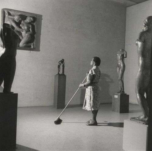 nobrashfestivity:Fritz Henle, Cleaning Lady in Museum of Modern Art, NYC, 1948Gelatin Silver Print m