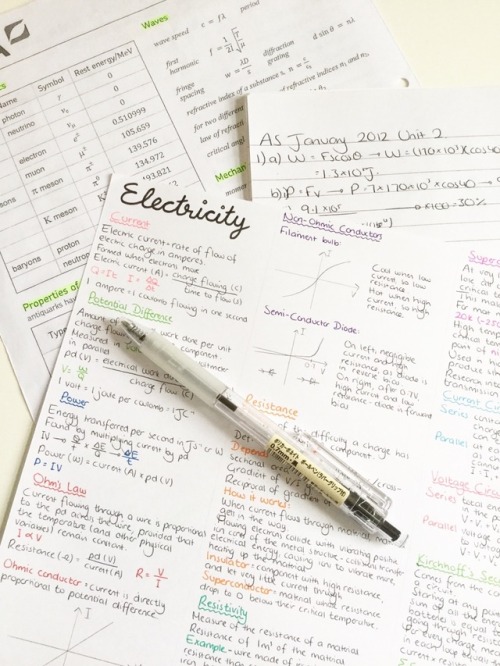 motivational-study:21/04/17 // 17:40 Made some AS electricity notes yesterday, and now today I&rsquo