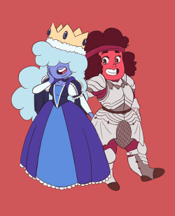 littlekikis:  Side project. Draw the Gems in cute Halloween costumes.  Princess Sapphire and Knight Ruby 