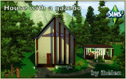 House with a gazebo by ihelenLot 30*30No CCDownload at ihelensims site