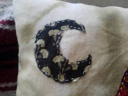 Embroidery Witchcraft! A little protection pillow I made with fabric I dyed myself! Stuffed with flu