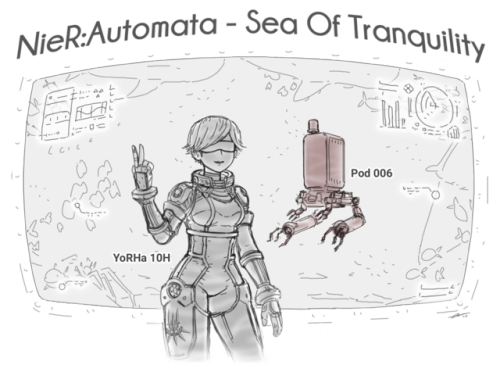 YoRHa 10H and Pod 006 from the “Sea of Tranquility” Novella(Story by Eishima Jun)ht