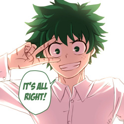 msleilei:  Izuku doing one of All Might’s memorable poses! Bonus: For some reason when Toshi does it, it gives off a different feeling… 