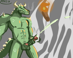 Quick doodle of a scalie lizard dragon dude.Just a 10 minute sketch that I actually liked. 