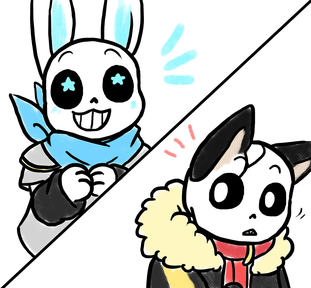 owosa:  fellWolves by @sanspar / bunny!blue and fox!papy idea by @keksbela   Part