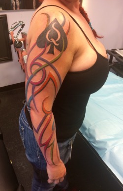 Jessi4Bbc:  Coloring On My Newest Qofs Full Sleeve Tat Is Done. I Love It. A Real