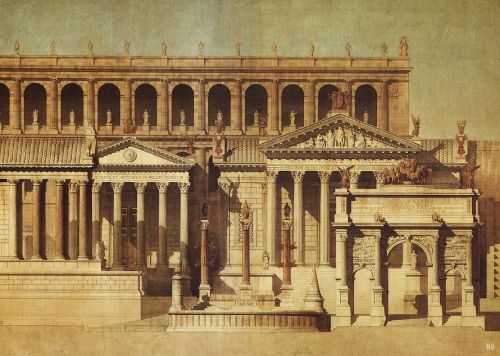 hadrian6: A Hypothetical reconstruction of the Tabularium and Roman. Forum. 1865. Constant Moyaux. F