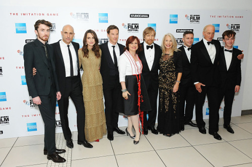 sue-78:  Mark Strong, Keira Knightley and Benedict Cumberbatch attend the opening night gala screening of ‘The Imitation Game’ during the 58th BFI London Film Festival at Odeon Leicester Square on October 8, 2014 in London, England. 