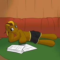 Hey guys, meet Arpeggio, the tenor vocalist and rounded musician, who looks to be concerned with the arrangement of his next piece.  Sporting the black boxer short with a golden trim.