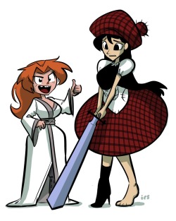 grimphantom:ironbloodaika:iancsamson:Drawthread Request: Outfit swap between Rule 63 Scotsman and Samurai Jack  Rule 63 is canon people. And we can thank assholish Leprechauns for it.  Sexy and cute :3