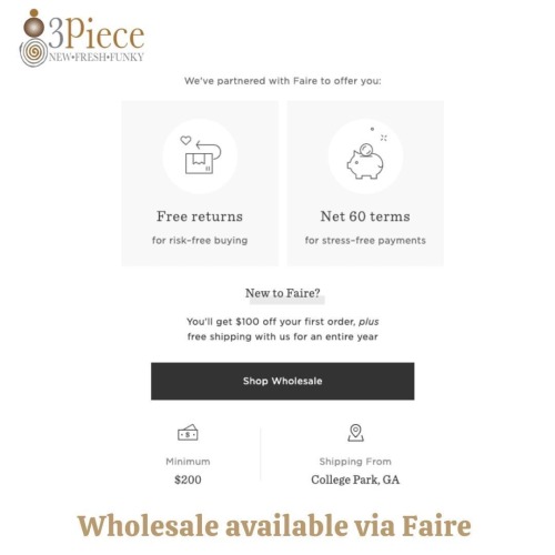 We’re excited to announce #3pieceurbanartisan Wholesale is now available via @faire. You can click t