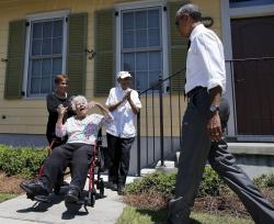 stereoculturesociety:  DailyPBO: The President &amp; Katrina 10th Anniversary - New Orleans, LA - August 2015 President Obama traveled to New Orleans today to commemorate the 10th Anniversary of Katrina. His first stop was Treme, one of the oldest black