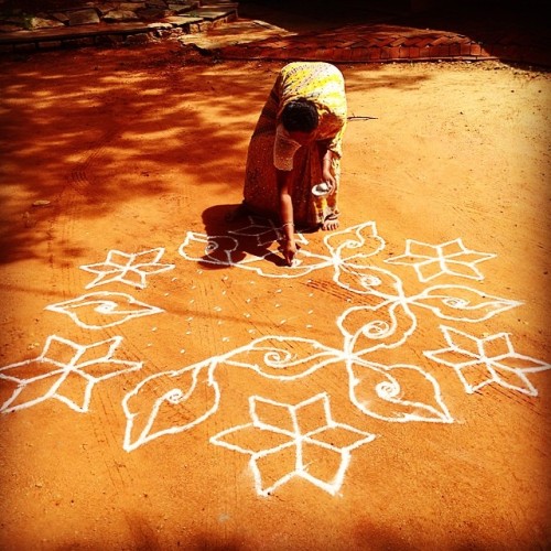instagram:  Creating a Rangoli with @harisrashid  For more rangoli photos and videos, browse the #rangoli hashtag. For more of Haris’s rangoli projects and other artwork, follow @harisrashid on Instagram.  “I was always fascinated with rangoli designs